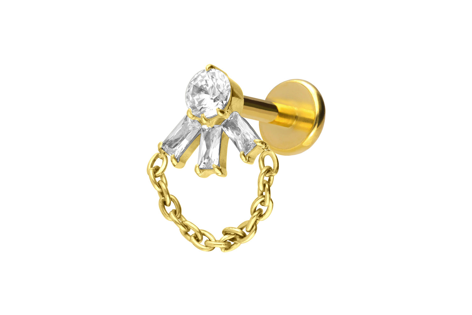 Titan Labret Piercing mit Push Fit LOTUSBLÜTE + KETTE